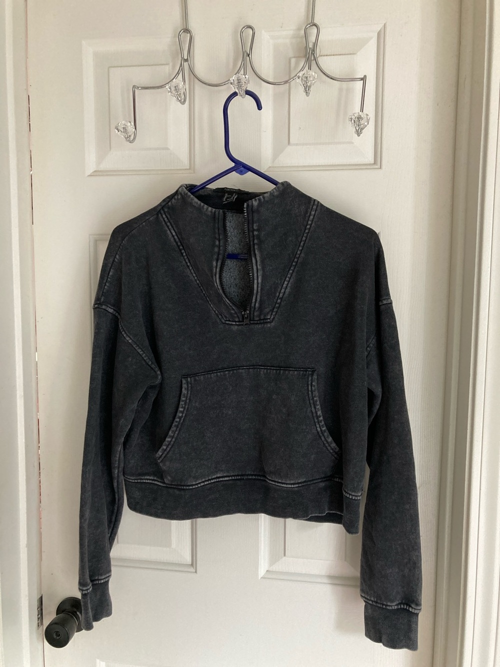Forever 21 Washed Black Quarter-Zip Pullover